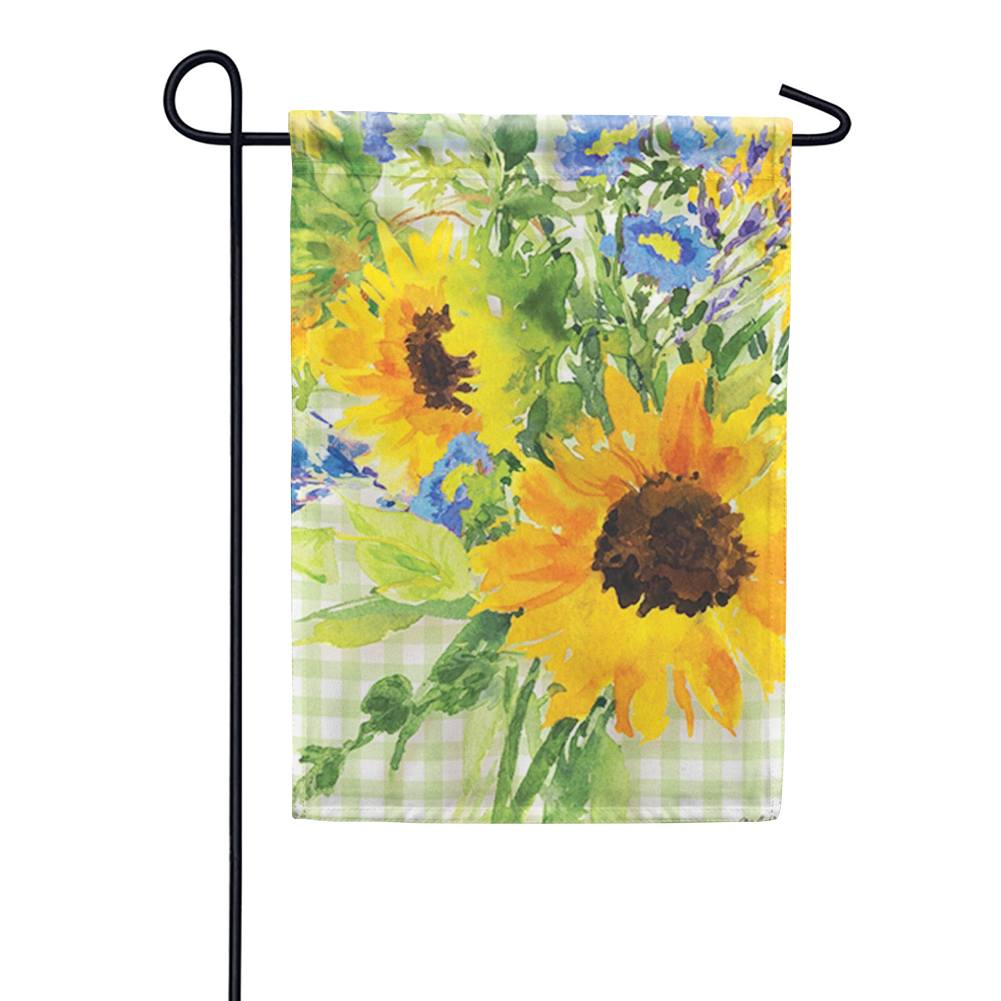 Sunflowers on Gingham Garden Flag