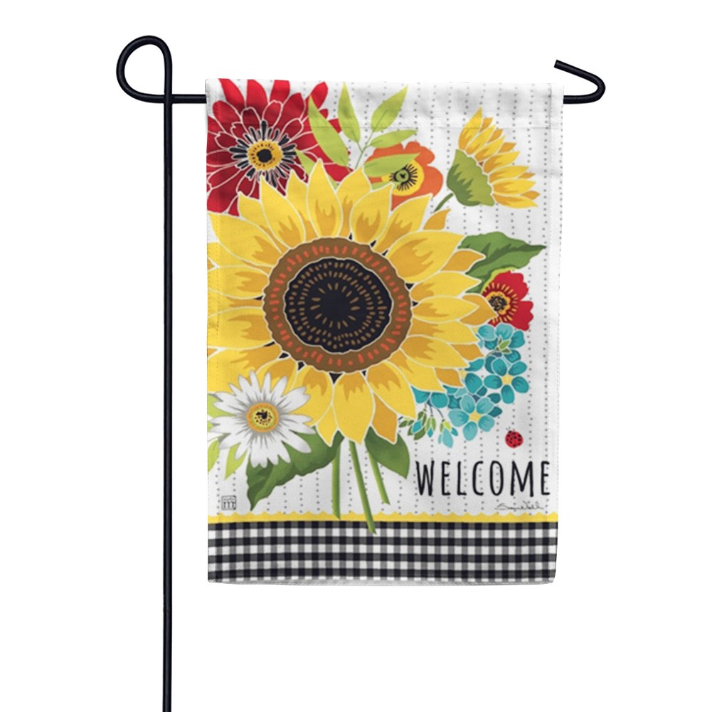Sunflower Checks Garden Flag
