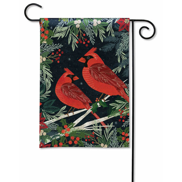 Cardinals and Berries Garden Flag