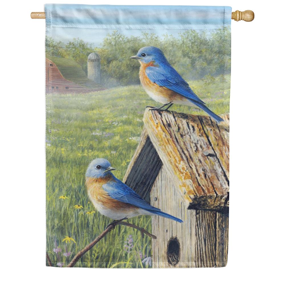 Summer Bluebirds House Flag