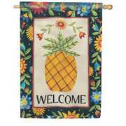 Floral Pineapple House Flag