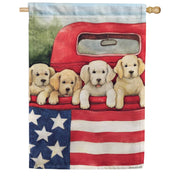 Patriotic Puppies House Flag