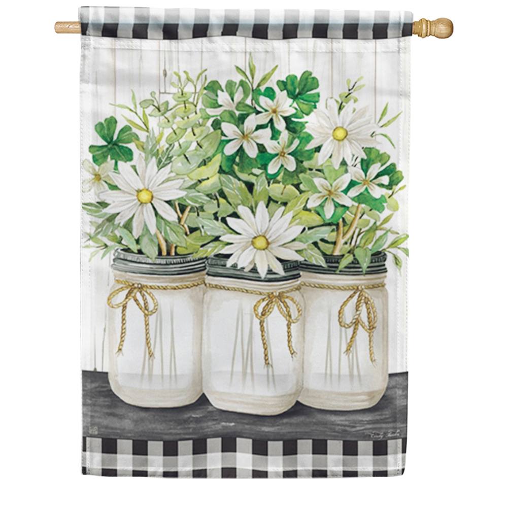 Farmhouse Daisies House Flag