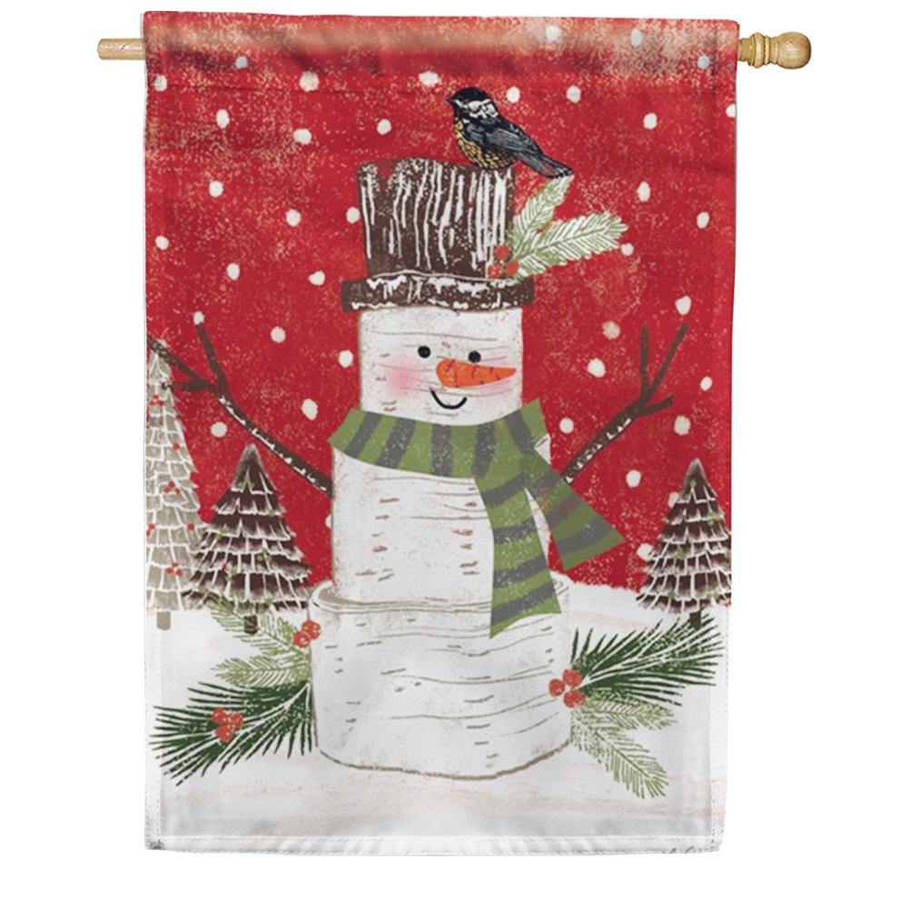 Woodsy Snowman House Flag
