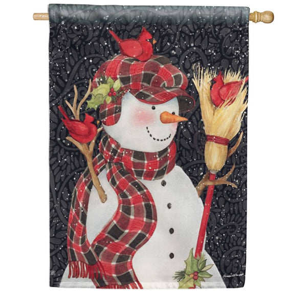 Snowman with Broom House Flag