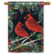 Cardinals and Berries House Flag