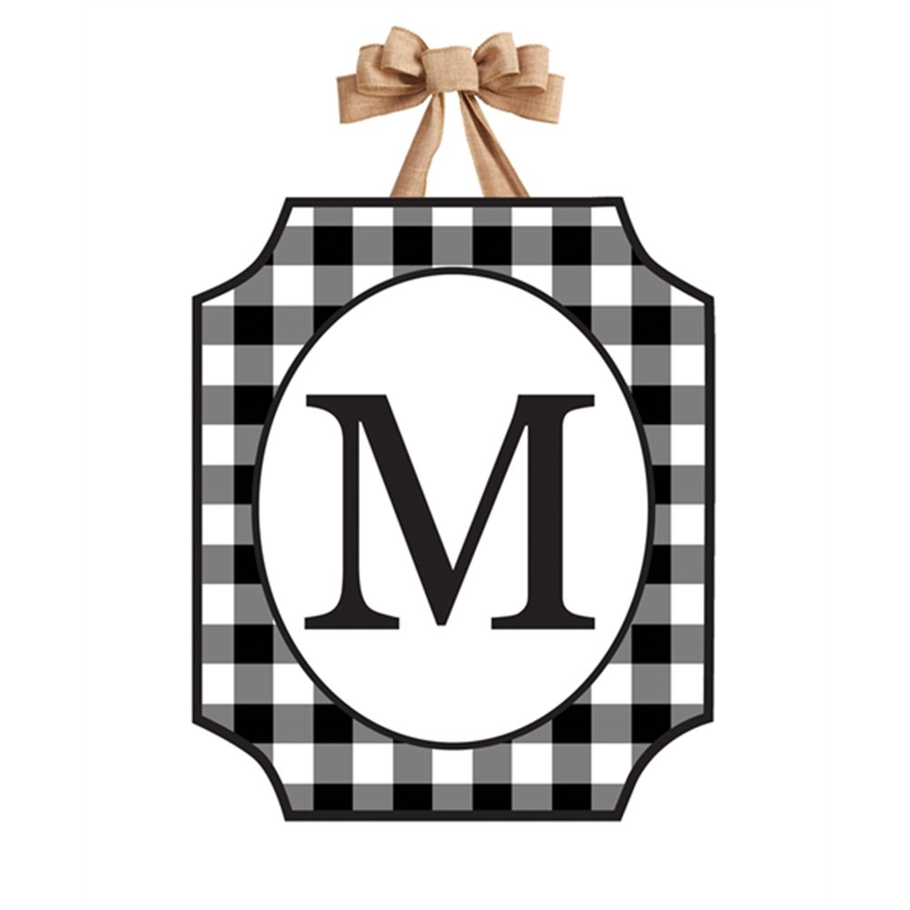 Checkered Monogram M Door Decor