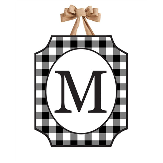 Checkered Monogram M Door Decor