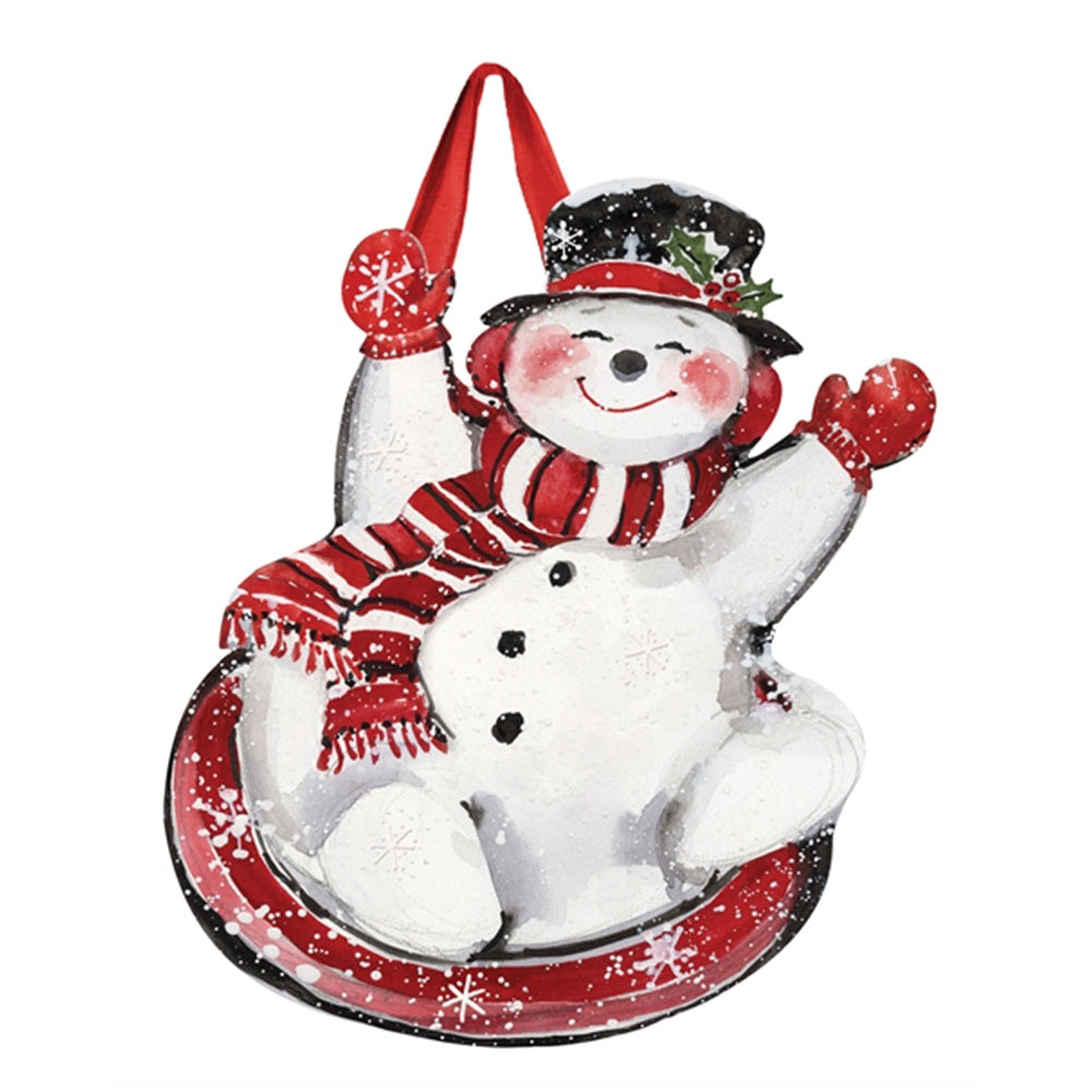 Magnet Works Sledding Snowman Door Decor