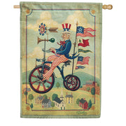 Toland House Flag - Patriotic Bikes 'n Stripes