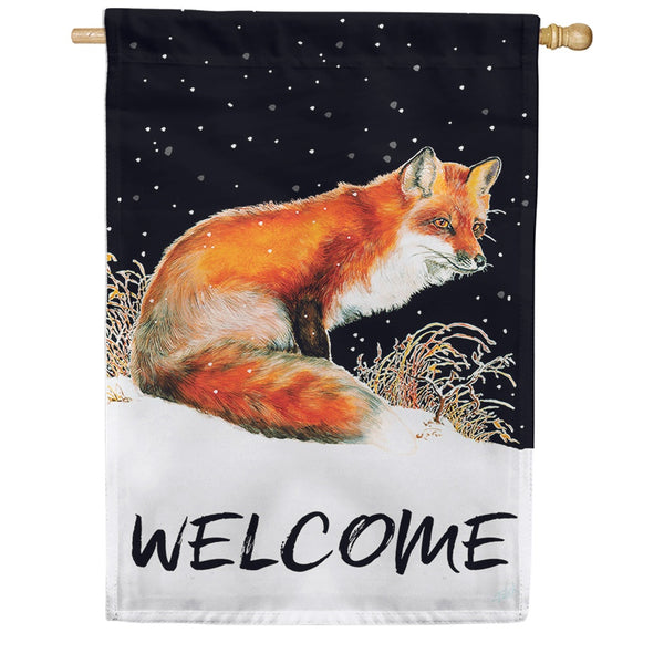 Toland House Flag - Winter Welcome Fox