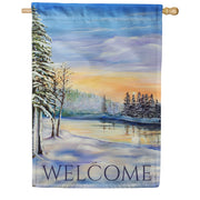 Toland House Flag - Winter River Welcome