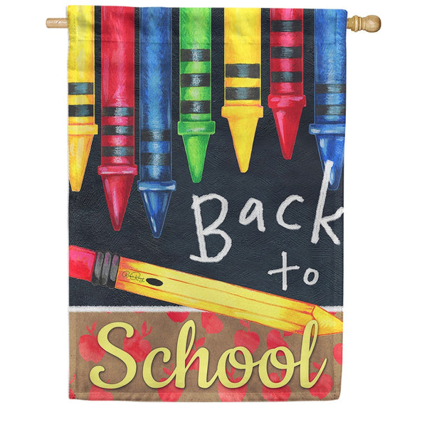 Toland House Flag - Back to School Crayons