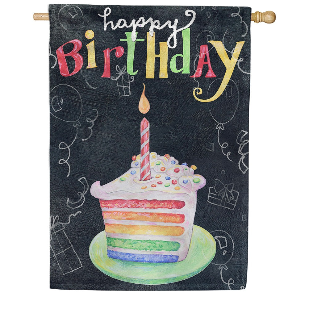 Toland House Flag - Rainbow Cake Birthday