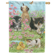 Toland House Flag - Flowers and Kittens