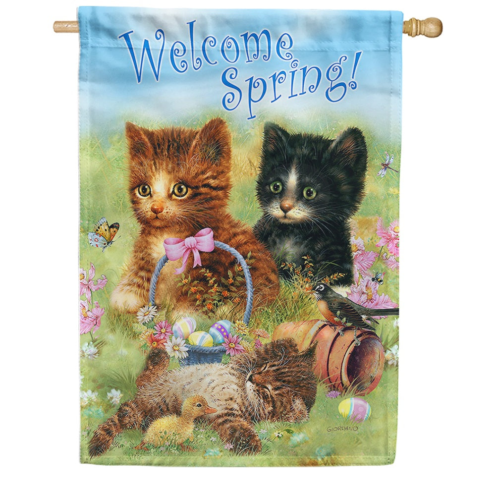 Toland House Flag - Welcome Spring Kittens