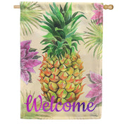 Toland House Flag - Welcome Floral Pineapple