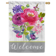 Toland Painted Petals Welcome House Flag