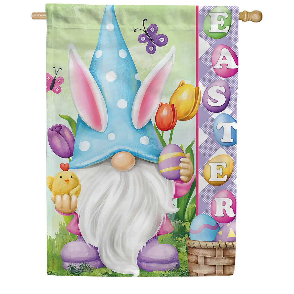 Toland Bunny Gnome Egg Hunt House Flag