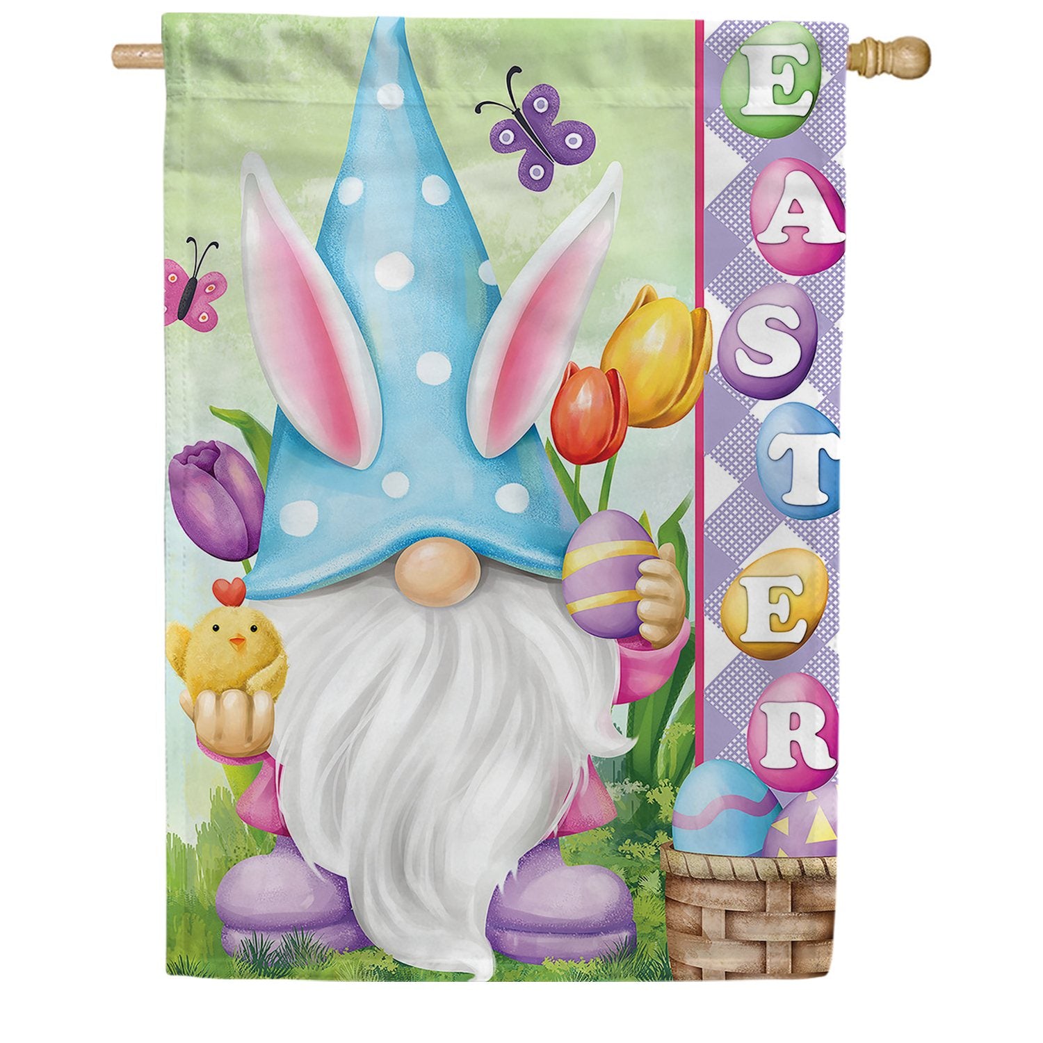 Toland Bunny Gnome Egg Hunt House Flag