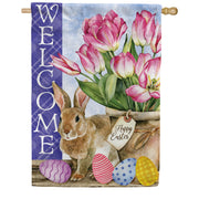 Toland Welcome Easter Tulips House Flag