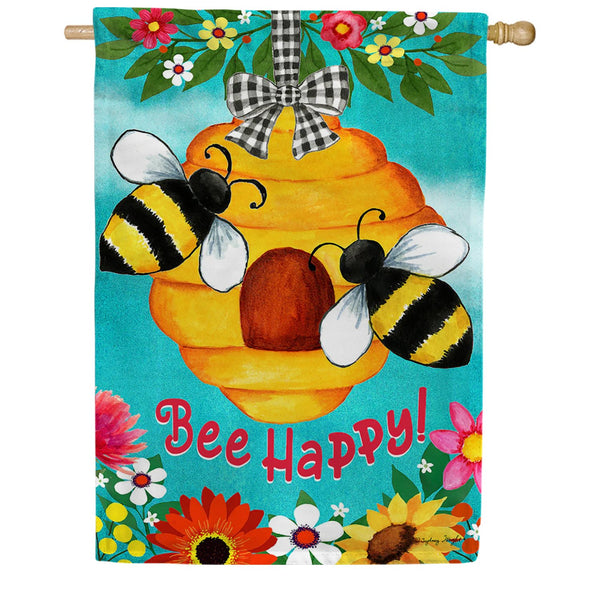 Toland Bee Happy Hive House Flag