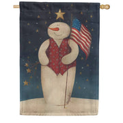 Toland House Flag - Flag Waving Snowman