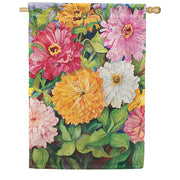 Toland House Flag - Vibrant Zinnias